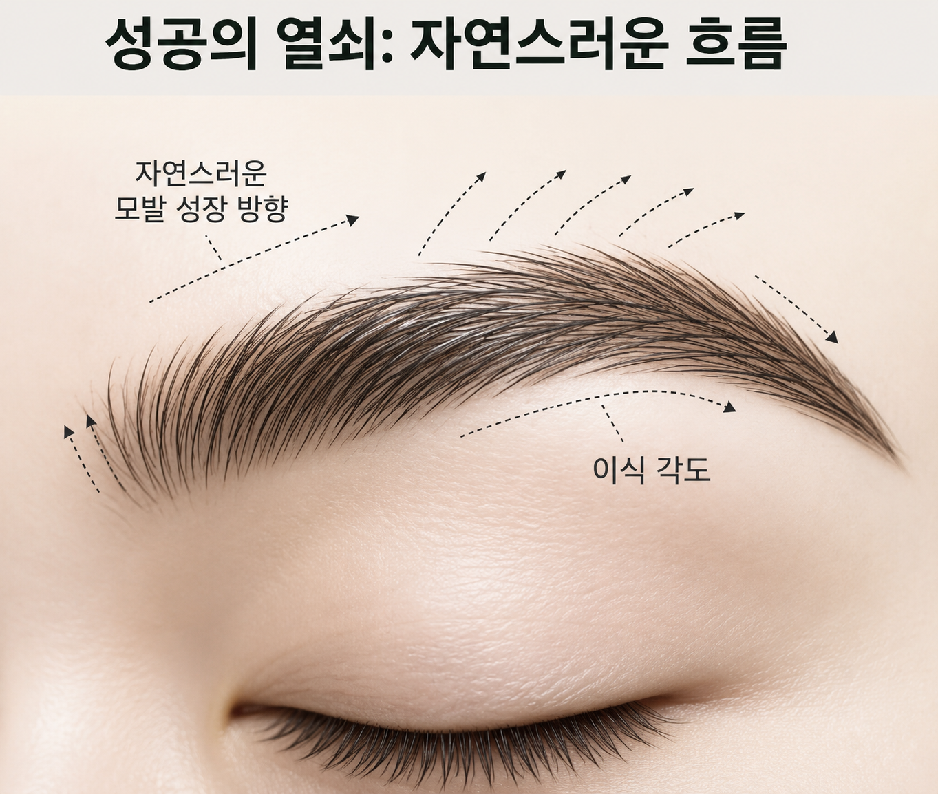 자연스러운 눈썹 성장 방향과 이식 각도 설계