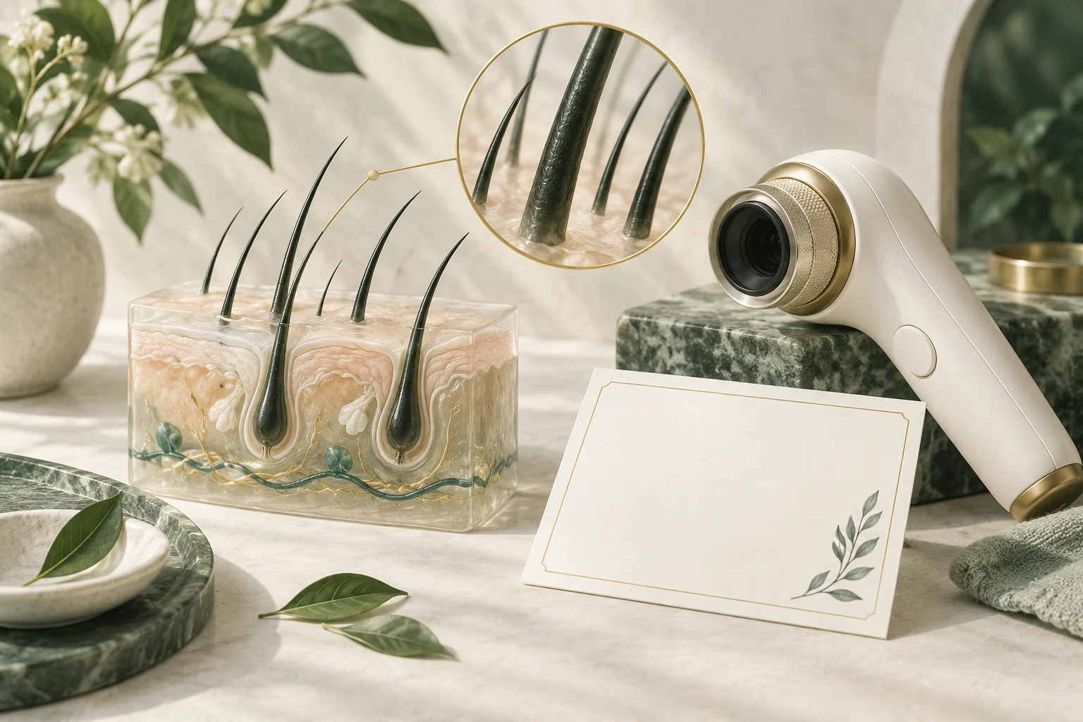 Conceptual illustration of hair assessment and care planning